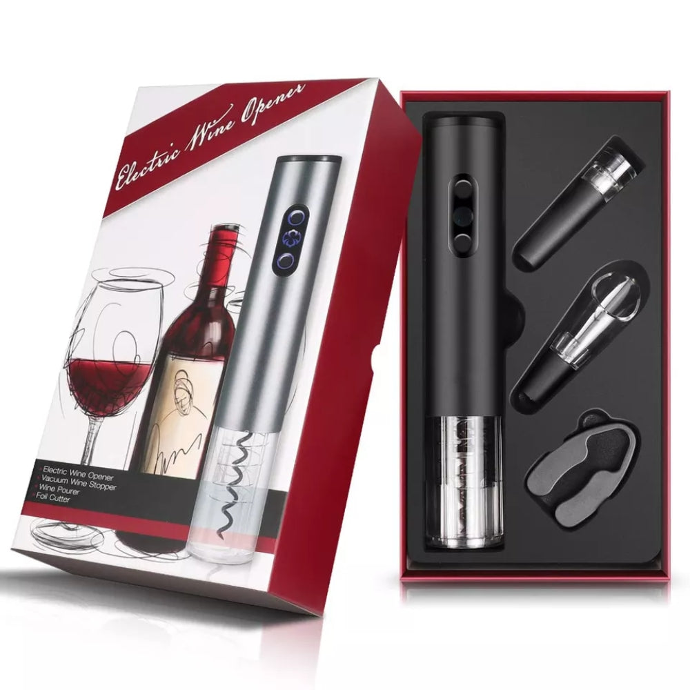 Ensemble 4 en 1 pour vin, ouvre-bouteille électrique, bouchon sous vide, aérateur et coupe-capsule
