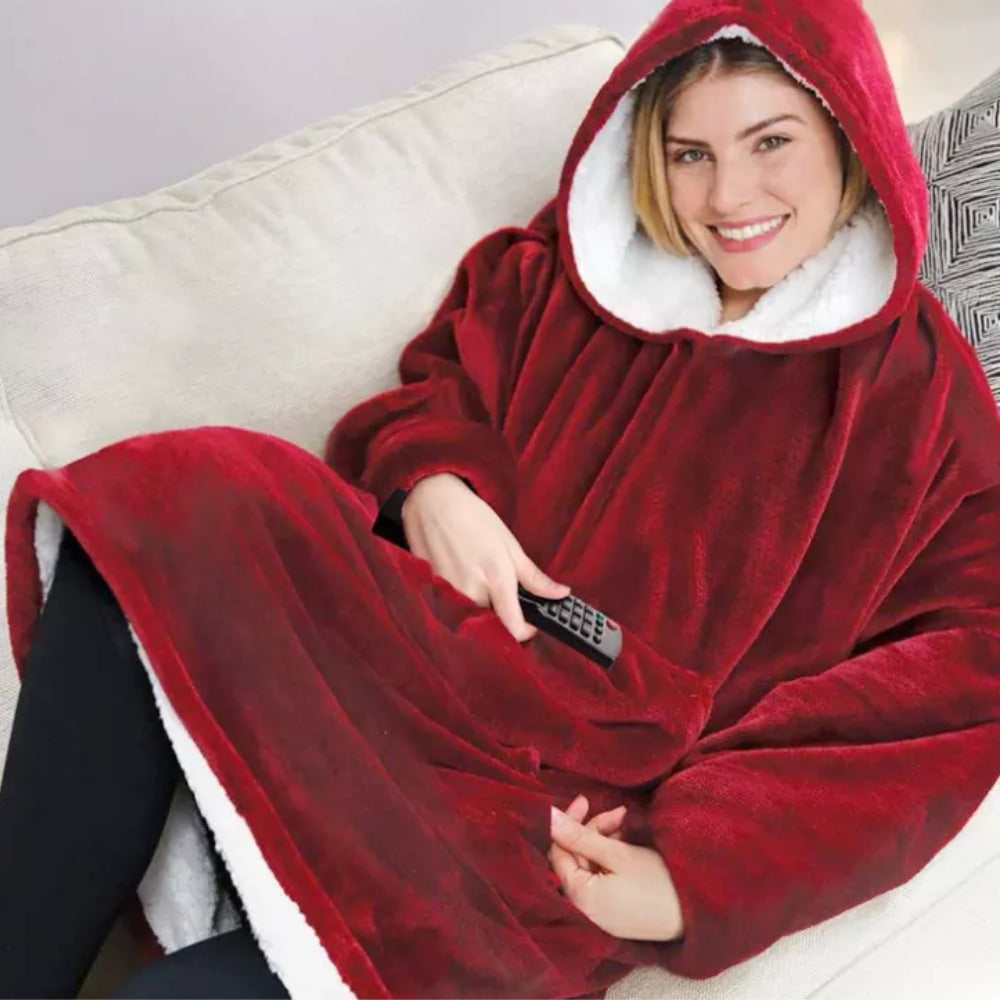 Plaid Pull Sweat à Manche et Capuche avec Poche