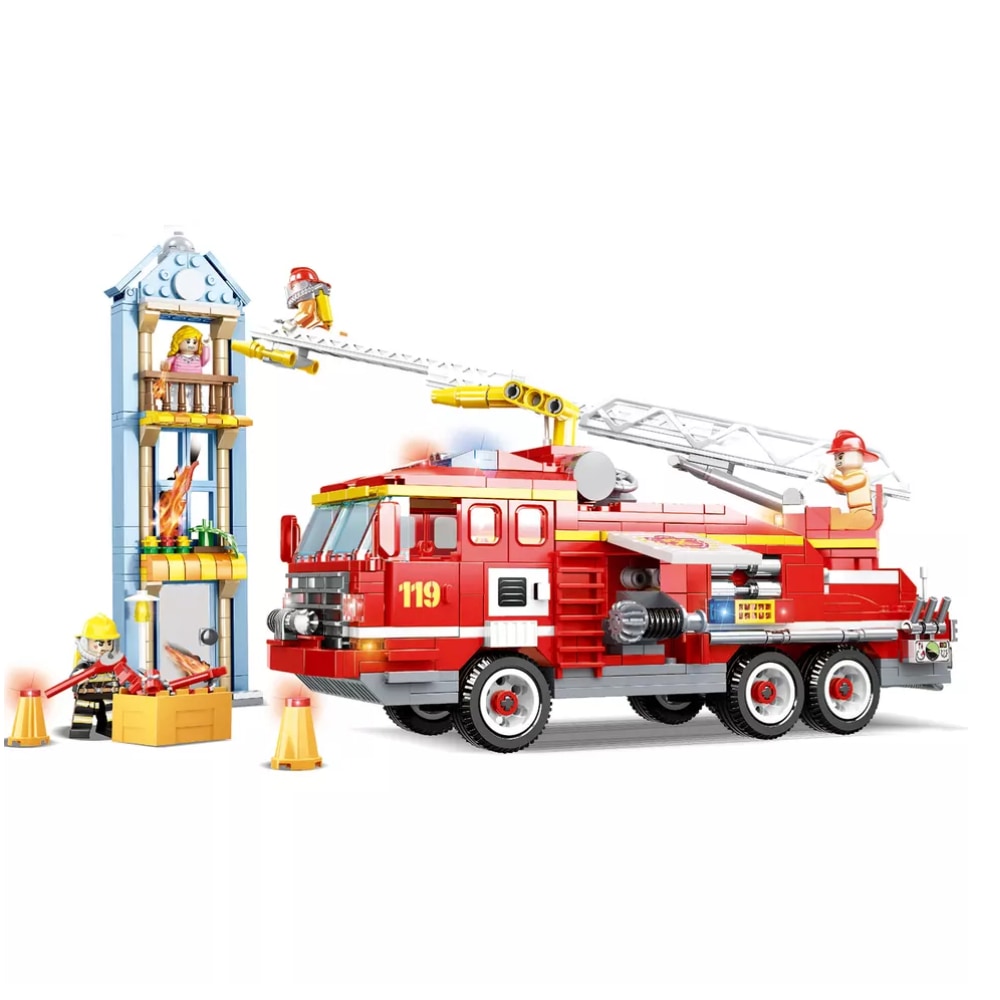 Ensemble de briques camion de pompiers 737 pièces