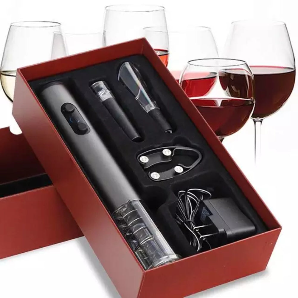 Ensemble 4 en 1 pour vin, ouvre-bouteille électrique, bouchon sous vide, aérateur et coupe-capsule