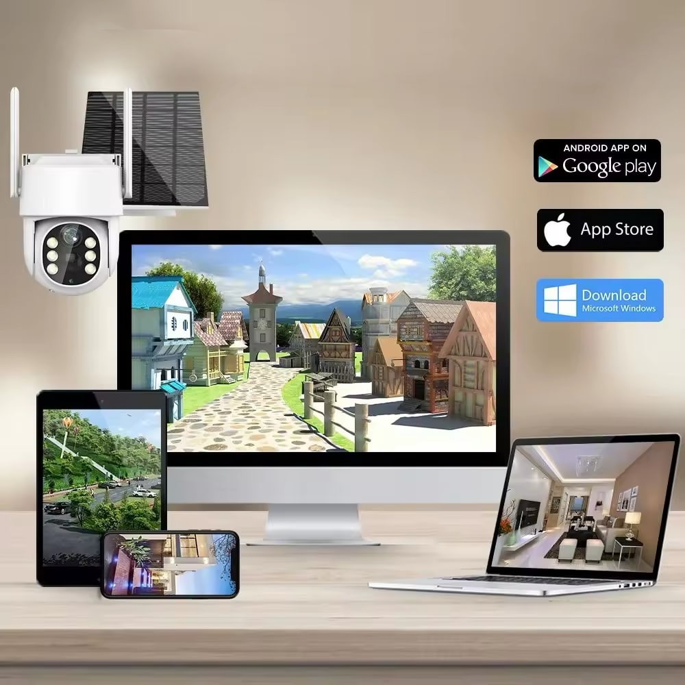 Caméra de surveillance extérieure sans fil avec panneau solaire