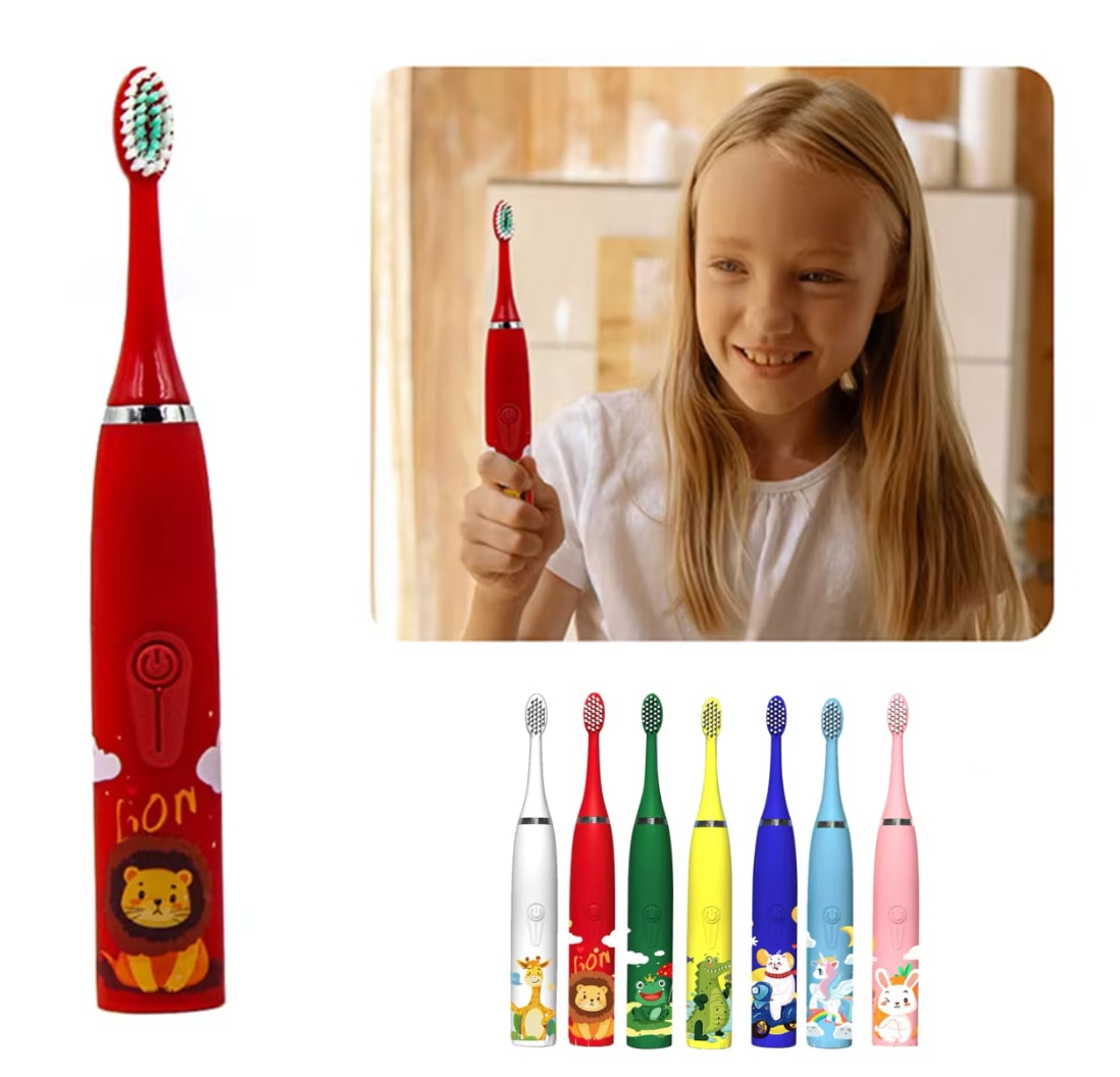 Brosse à dents électrique pour enfants avec minuterie intégrée et 4 têtes de brosse supplémentaires
