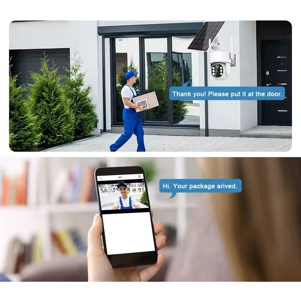 Caméra de surveillance extérieure sans fil avec panneau solaire