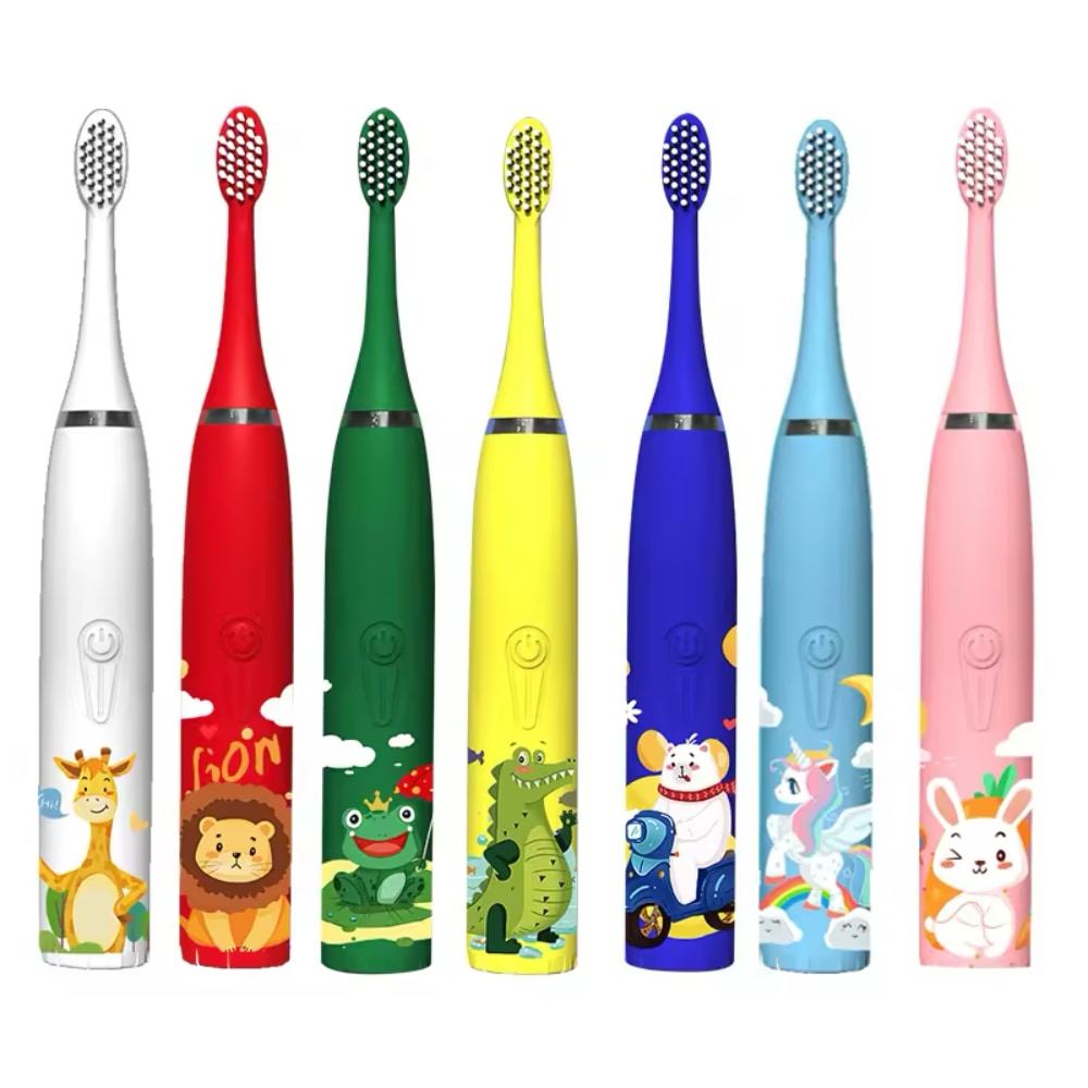 Brosse à dents électrique pour enfants avec minuterie intégrée et 4 têtes de brosse supplémentaires