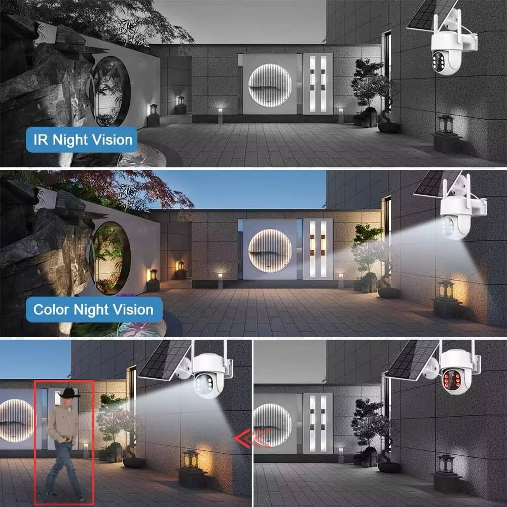 Caméra de surveillance extérieure sans fil avec panneau solaire