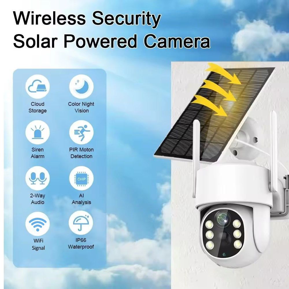 Caméra de surveillance extérieure sans fil avec panneau solaire