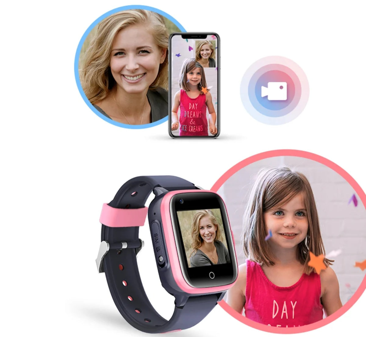 Montre intelligente pour enfants SmartKid Pro avec carte SIM, GPS, appareil photo