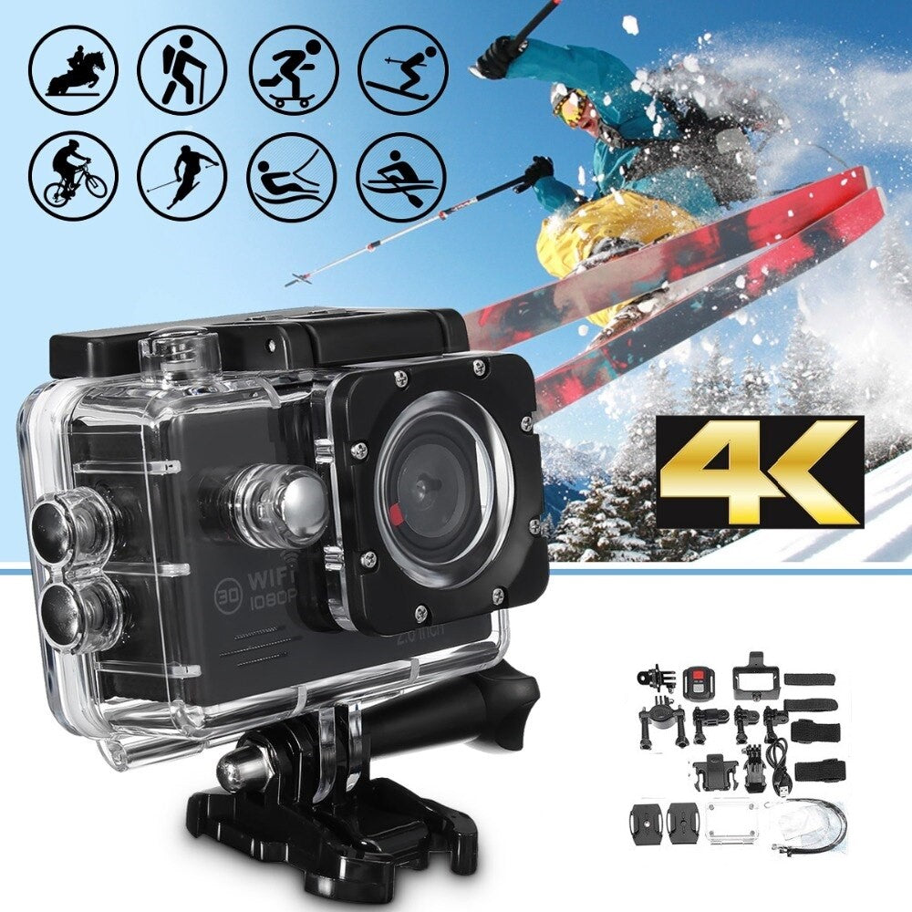 Caméra d'action 4K Ultra HD, étanche, WiFi