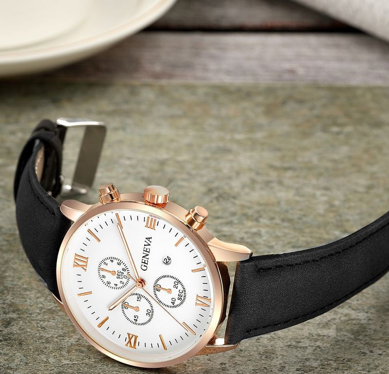 Montre pour hommes avec bracelet en cuir