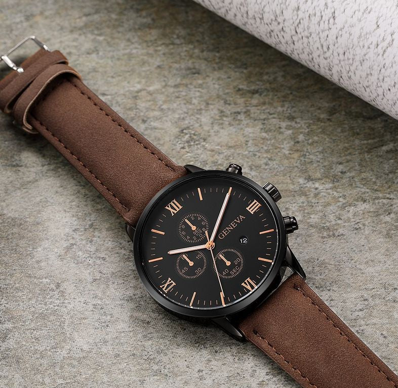 Montre pour hommes avec bracelet en cuir