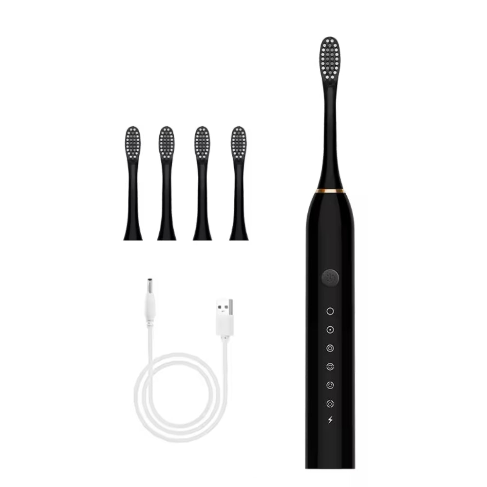 Brosse à dents électrique avec minuterie intégrée, 4 têtes de brossage supplémentaires, base et étui