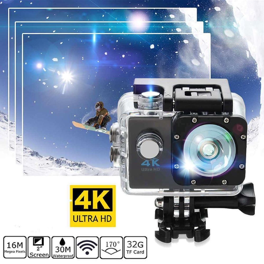 Caméra d'action 4K Ultra HD, étanche, WiFi