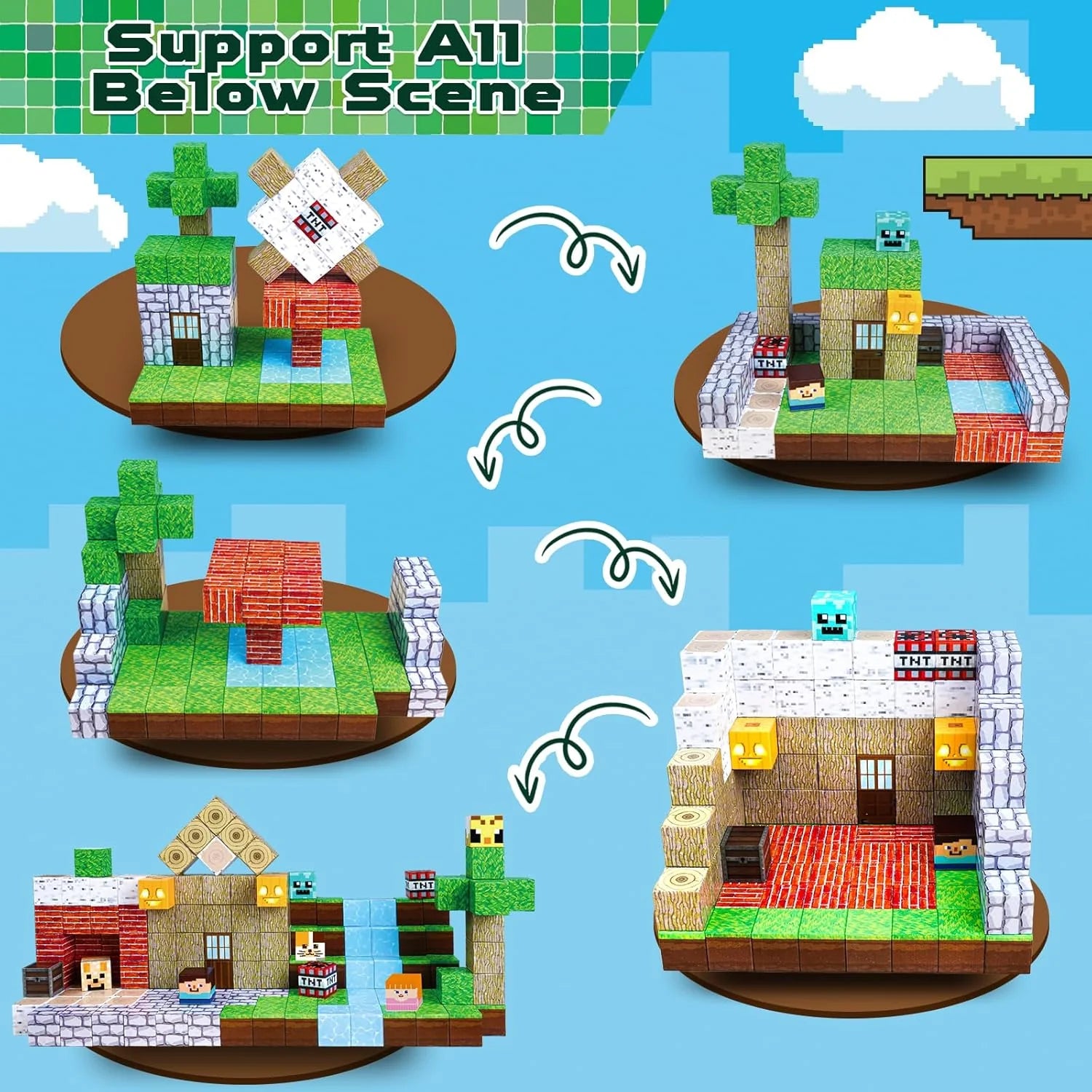 MAGNECRAFT Magnetic Blocks FOREST LIFE – 100 pcs cubes magnétiques de construction STEM pour enfants dès 3 ans