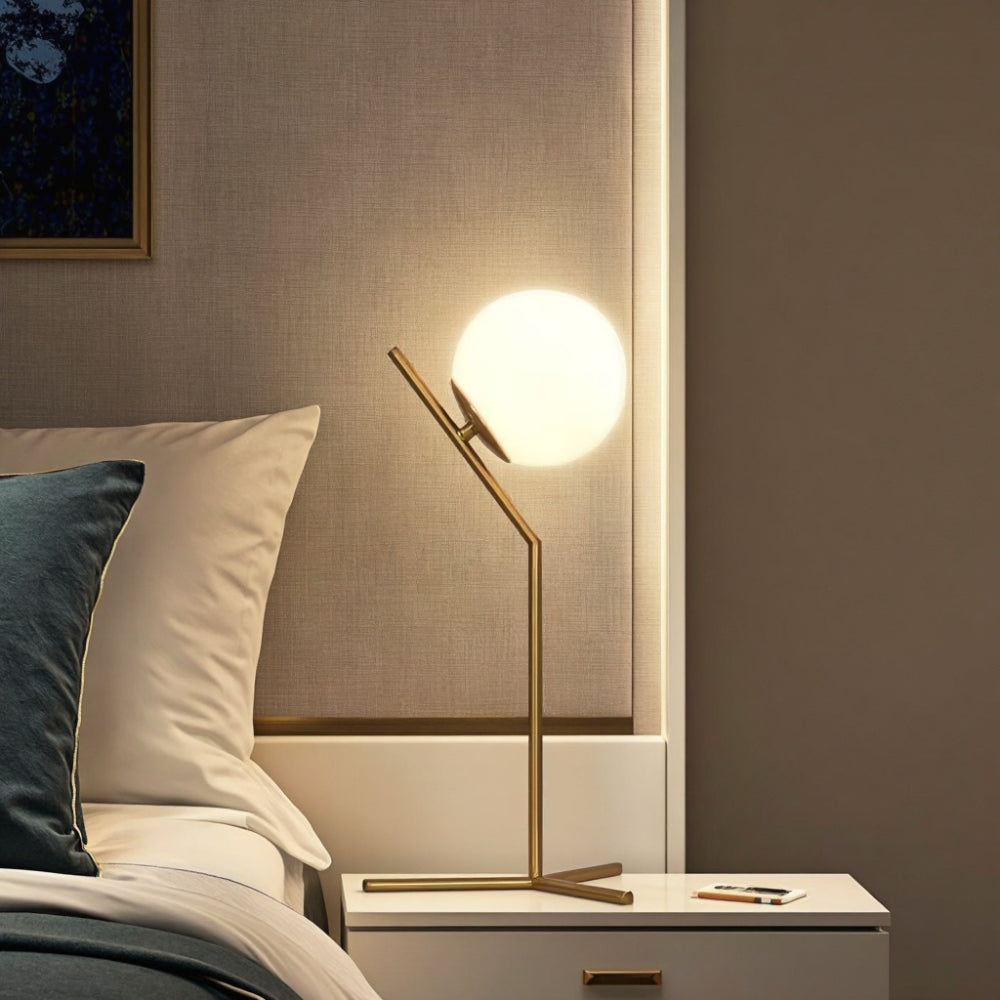 Lampe de table design Alaris, verre, métal