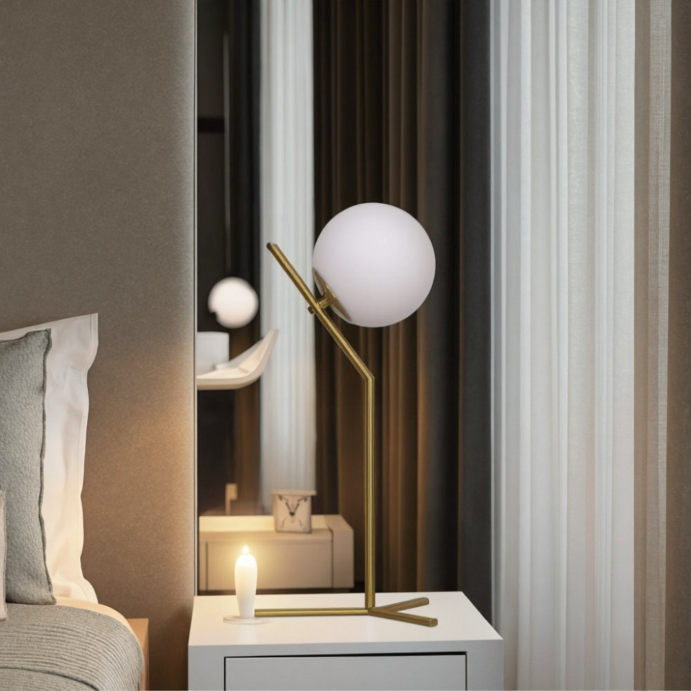 Lampe de table design Alaris, verre, métal