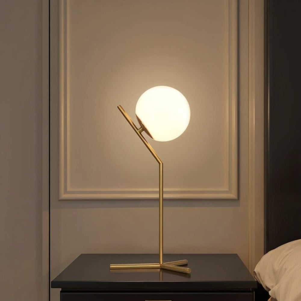 Lampe de table design Alaris, verre, métal