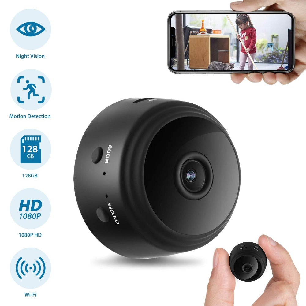 Mini caméra de surveillance, WiFi, surveillance en direct, enregistrement de jour et de nuit