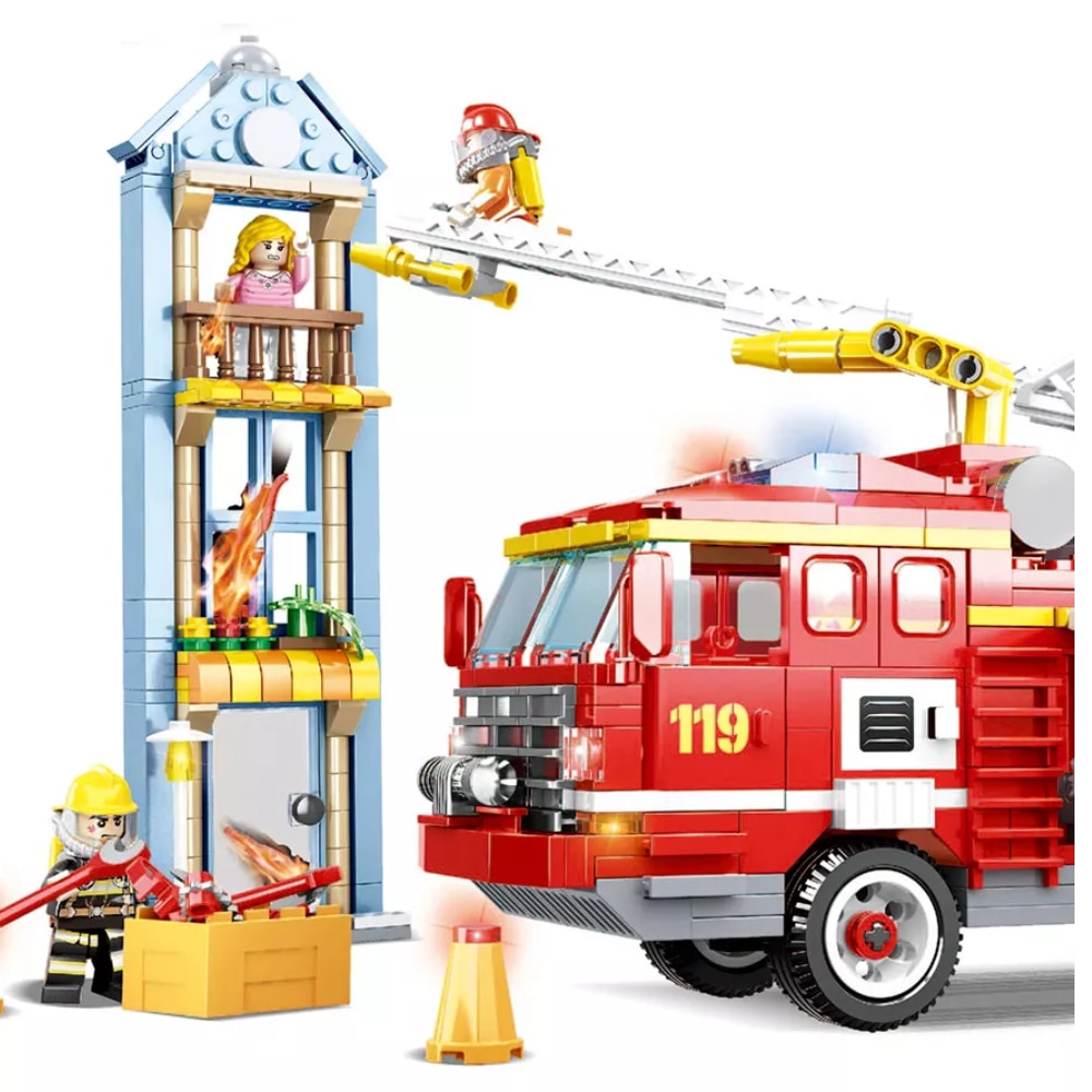 Ensemble de briques camion de pompiers 737 pièces