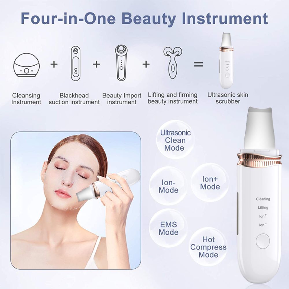 Spatule ultrasonique ionique professionnelle pour le nettoyage du visage (épurateur de peau/skin scrubber)