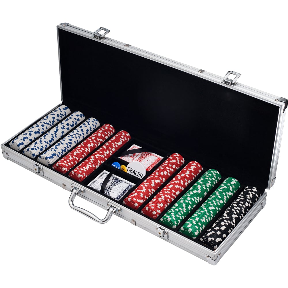 Kit de poker avec 500 jetons dans une mallette en aluminium