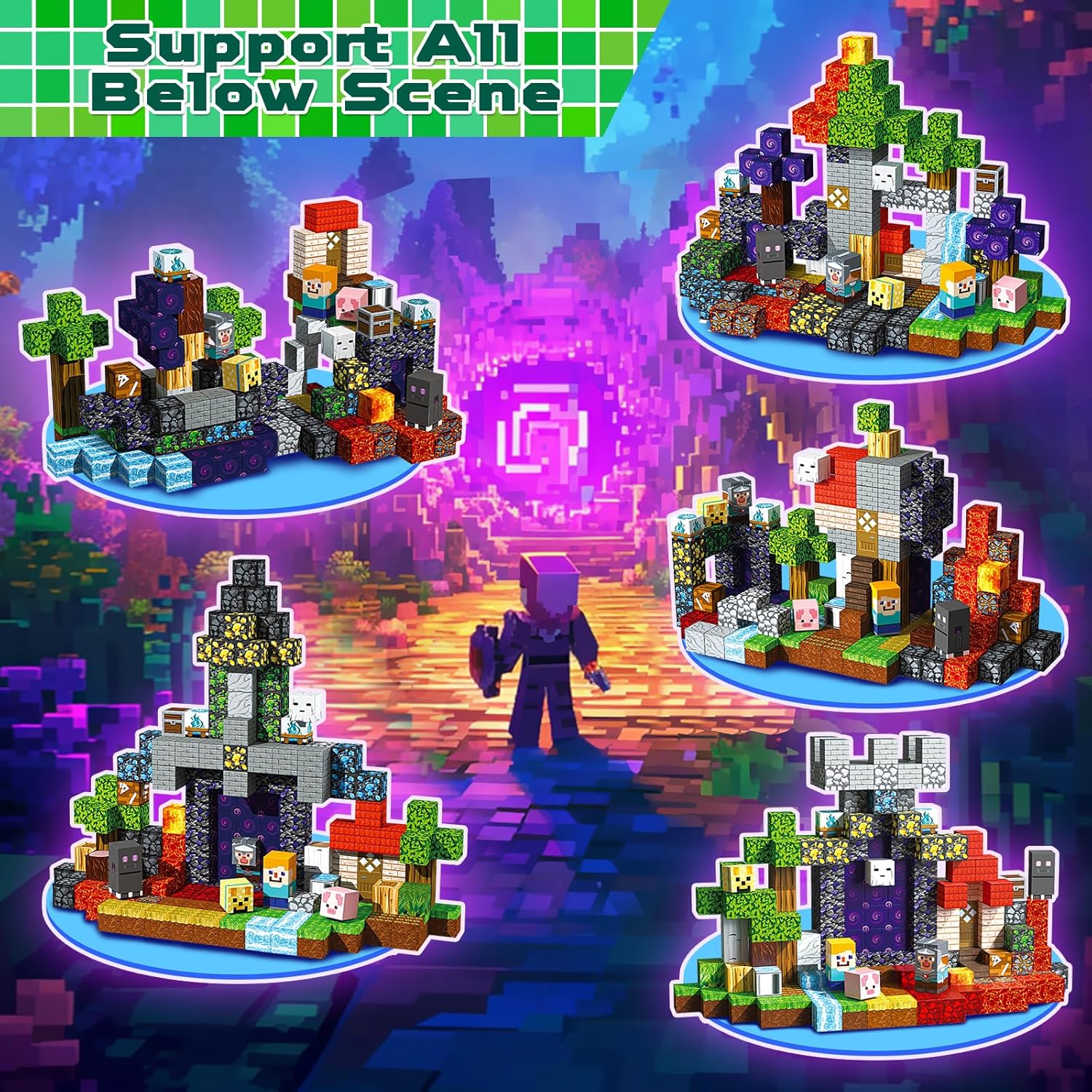 MAGNECRAFT Magnetic Blocks – 200 pcs cubes magnétiques de construction STEM pour enfants dès 3 ans