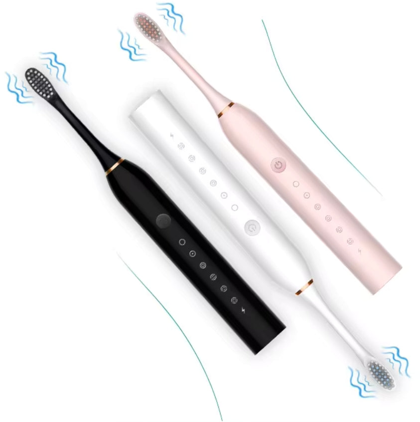 Brosse à dents électrique avec minuterie intégrée, 4 têtes de brossage supplémentaires, base et étui