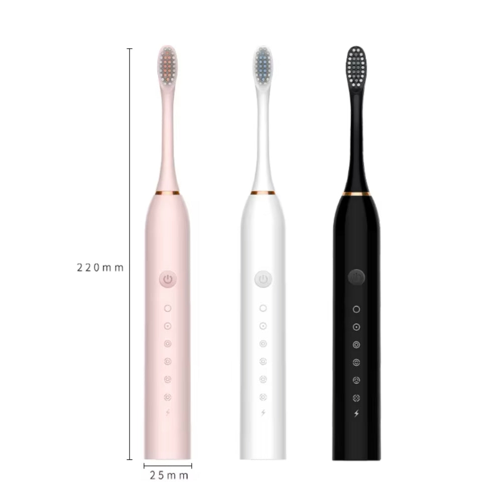 Brosse à dents électrique avec minuterie intégrée, 4 têtes de brossage supplémentaires, base et étui