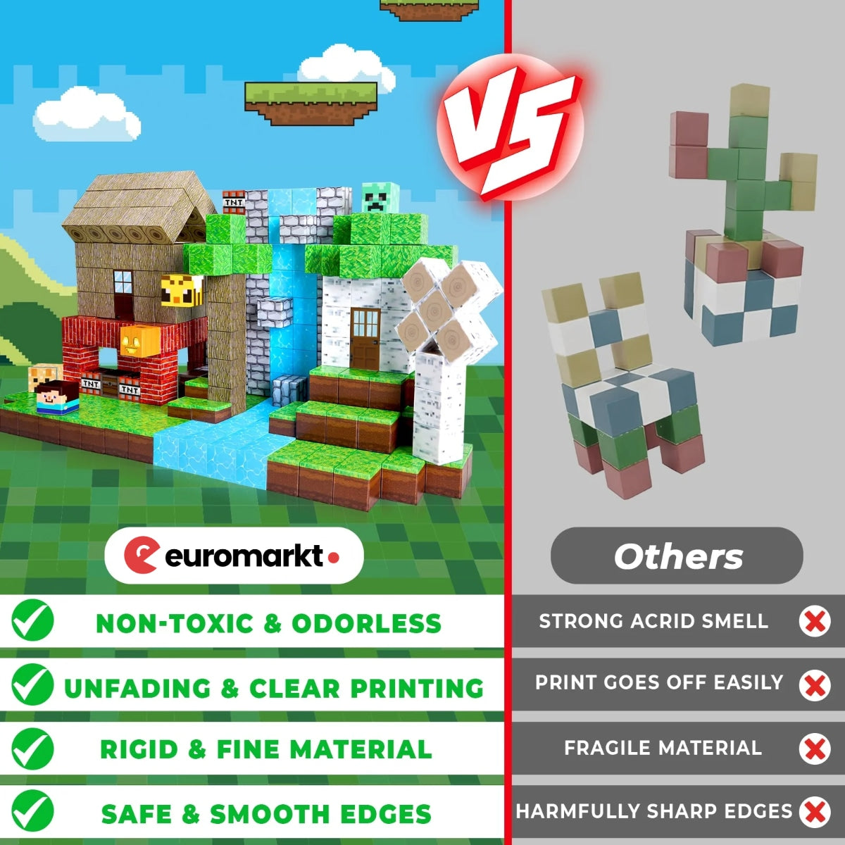 MAGNECRAFT Magnetic Blocks FOREST LIFE – 100 pcs cubes magnétiques de construction STEM pour enfants dès 3 ans